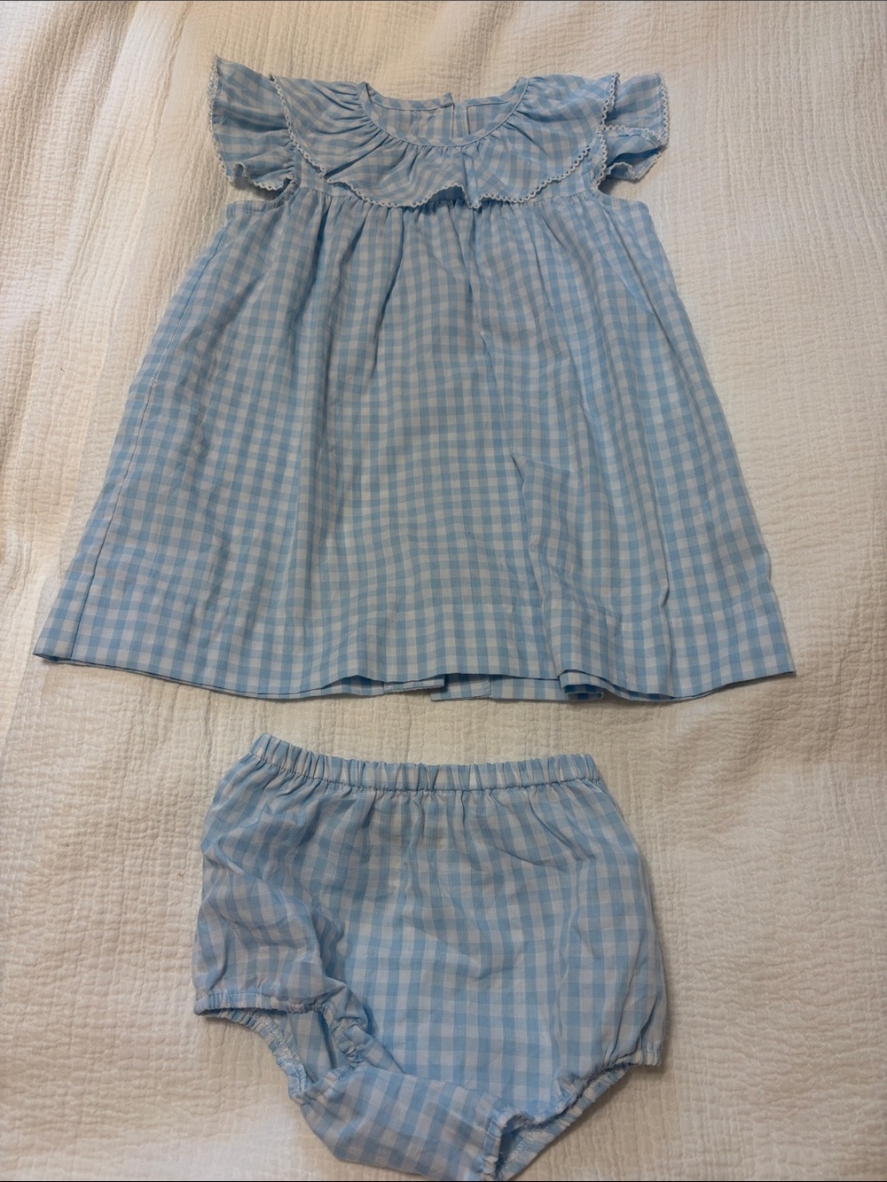 The Beaufort Bonnet Company Light Blue Gingham Ruffle Pajama Set